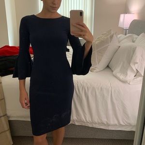 Calvin Klein bell sleeve navy dress